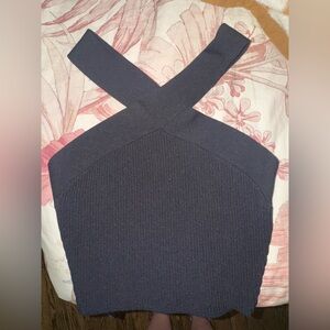 Aritzia Babaton sculpt cross neck black cropped tank